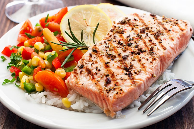 Steamed and Grilled Salmon